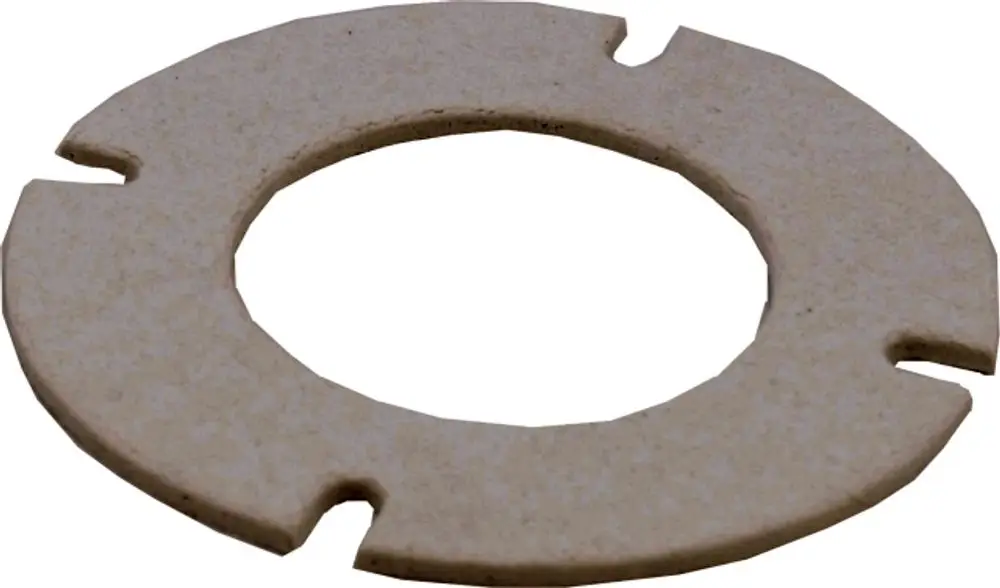 Runde Dichtung aus fester, beige Farbmaterial, mit Aussparungen für eine passende Montage, geeignet für Gelbbrenner von Wolf.